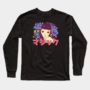 Anime Flower Girl 'Magic' In Japanese Aesthetic Otaku, Vintage Long Sleeve T-Shirt